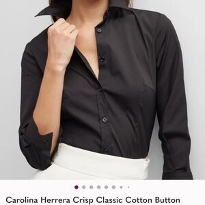 Carolina Herrera Crisp Classic Cotton Button Down Made in Italy Size 16
